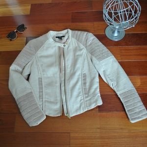 H&M Tan Linen Moto Jacket